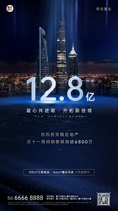 双十一地产服务业绩喜报炫酷海报