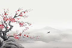 国画山水宣纸手绘背景图