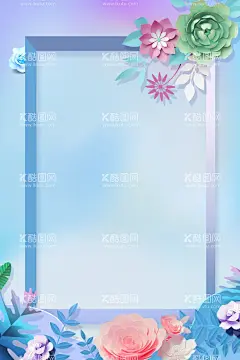 唯美背景  - 源文件下载【酷图网】蓝色,唯美,渐变,初夏,美妆,折扣,立体,花朵,背景