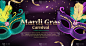 Mardi Gras carnaval Background.Traditional mask wi
