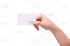 手握白色空白卡片