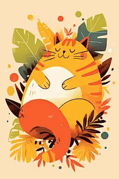 猫咪插图小橘猫插画素材