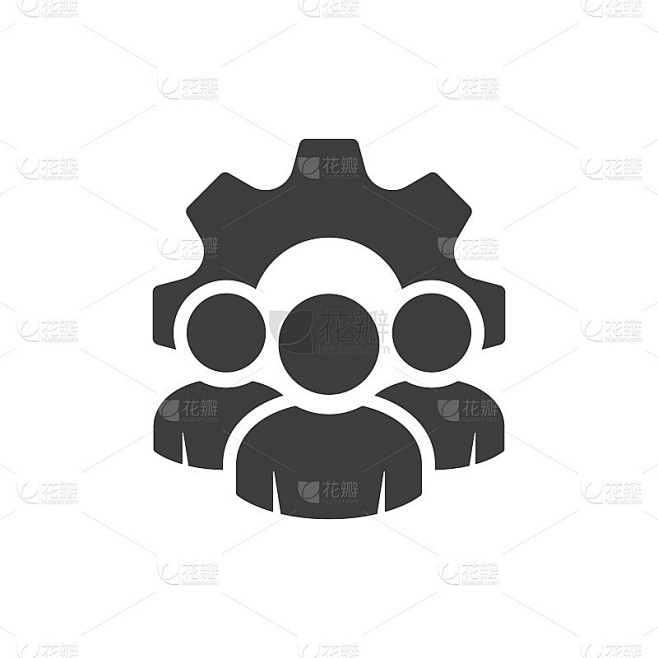 员工培训图标。商业培训图标。齿轮与人矢量。员工管理理念