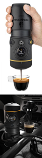 Portable Coffee Maker // simply plug the Handpresso into your car and have fresh brewed espresso on the go within minutes! Genius design! #product_design  Product Design #productdesign