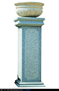 欧式带花盆石柱雕塑PSD分层素材