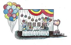 天真童趣主题婚礼手绘布置图_个性婚礼_新丝路