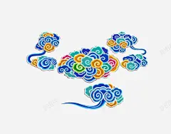 彩色的祥云 复古 彩云装饰 彩绘 手绘 祥云 蓝色 元素 免抠png 设计图片 免费下载 页面网页 平面电商 创意素材