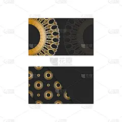 黑色名片与抽象的黄金装饰为您的业务。