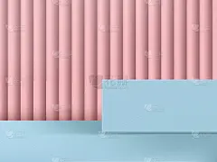 矢量3D插图粉色和浅蓝色工作室拍摄平台和背景