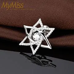 Mymiss施华洛世奇皓石925银闪动胸针 女高档复古星形别针饰品韩版@北坤人素材