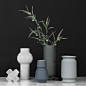 纳茉/北欧现代创意 莫兰迪色陶瓷花瓶 米色灰色花器装饰插花摆件