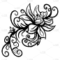 分离着色,摆拍,草图,动物手,白色,书,华丽的,自然,绘制,花