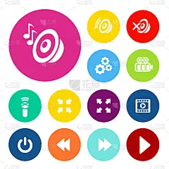 矢量声音和播放按钮。音频和视频导航菜单项。_5229382767