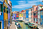 意大利威尼斯布拉诺多彩屋colorful houses of Burano, Venice in Italy