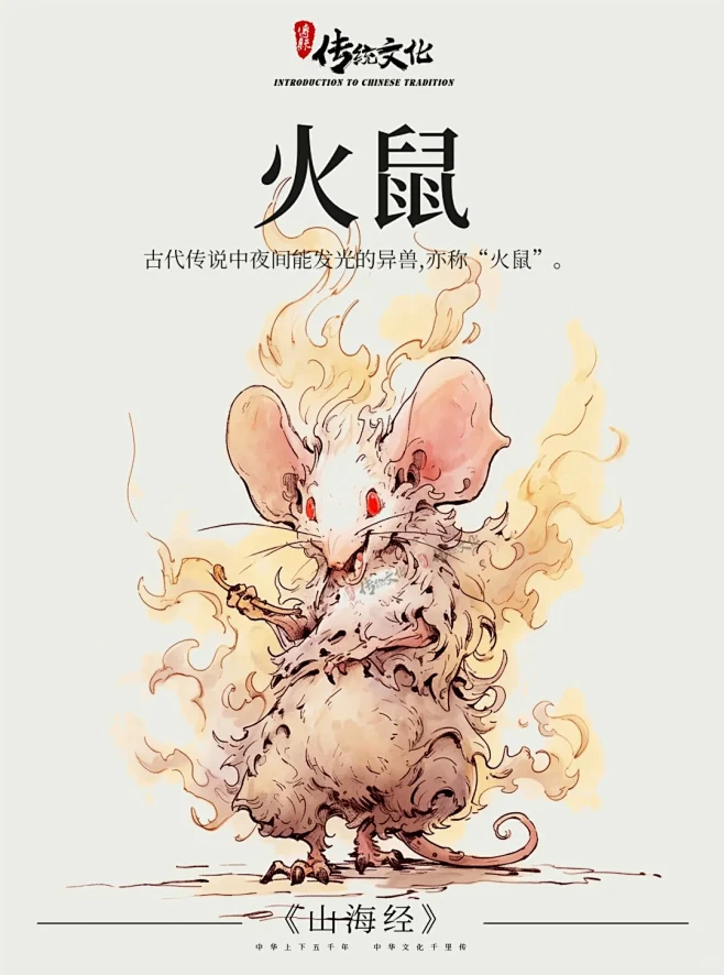 《山海经》中国神话传说上古神兽之火鼠 - 小红书
