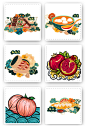 汤圆红烧肉石榴美食国潮插画