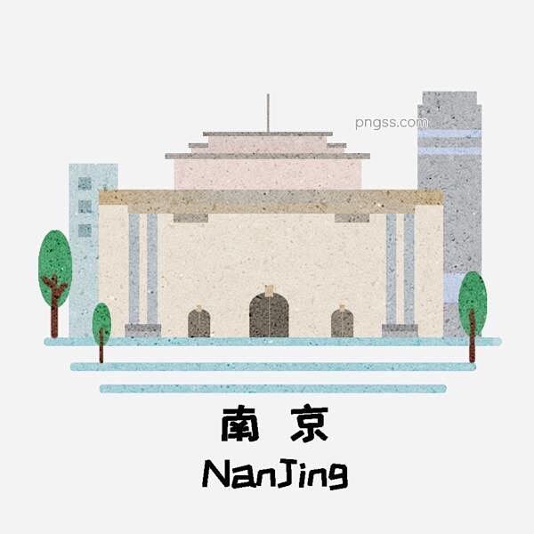 卡通南京地标建筑插画图片大小1000x1...