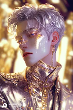 美男子帅哥头像ai绘图Midjourney关键词咒语：