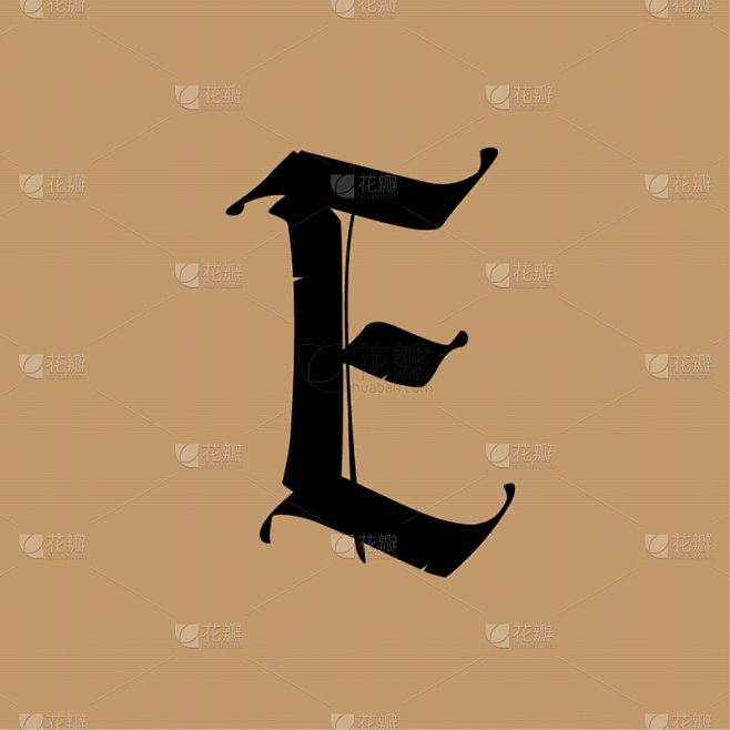 字母,哥特式风格,英文字母E,图标,华丽...