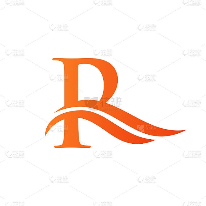 字母R标志图标设计。字母R波标志现代，平坦和极简的商业标志模板素材-花瓣网