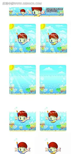 潜水的小男孩韩国漫画AI|绘画设计|角色|卡通人物|卡通人物图片|漫画人物|人物插画|人物素材|人物图片|矢量人物|矢量图|手绘人物|水彩