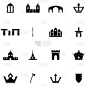 考古学,图标集,分离着色,白色,传统,图像,古董,收集