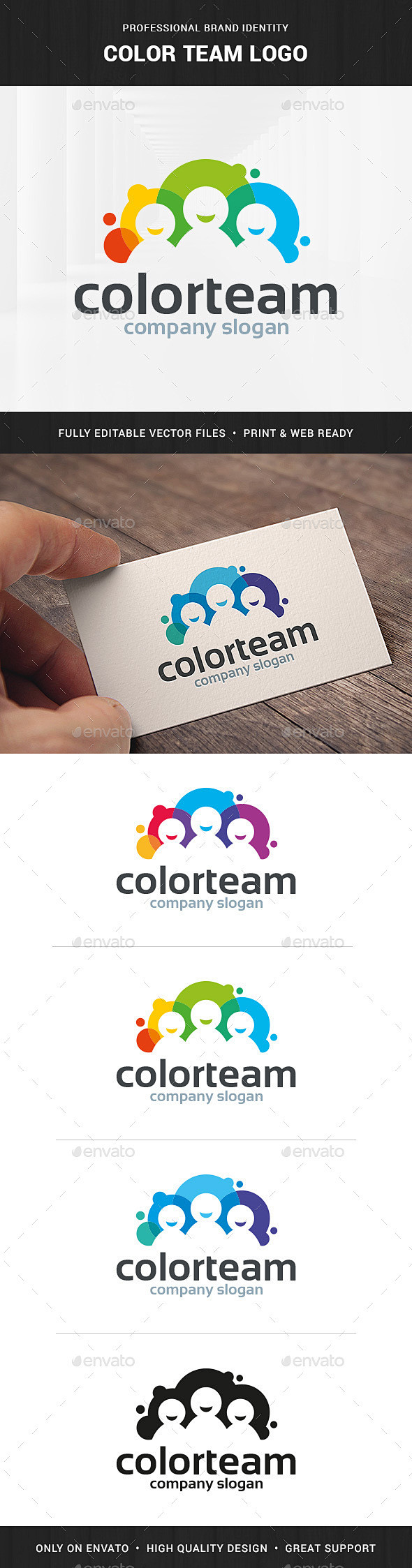 颜色团队标志模板——人类标志模板Color Team Logo Template - Humans Logo Templates机构、泡沫 ...