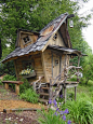 Arthur Millican Jr., a former Disney artisan, typically works at a much smaller scale building tiny houses for fairies and gnomes, but this super sized fairy house has been scaled up and is ready for play! Love, love, love it! >> Awesome!