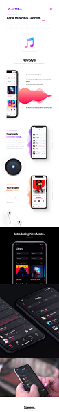 Freebie Apple Music iOS Concept UI/UX : Apple Music iOS Redesign Concept