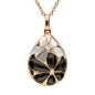18ct Rose Gold Whitby Jet Diamond Flower Pear Drop Pendant Necklace #cwsellors #necklace