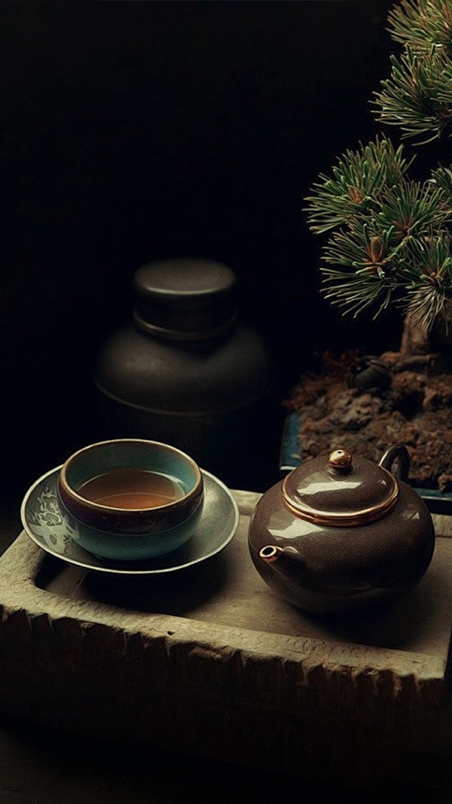 禅茶一盏虚窗隐，小酌诗风淡着情。