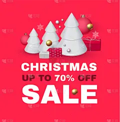 christmas sale seasonal special offer with 3d fir