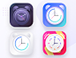 Alarm clock app icons part 2 money web vector illustration sleep home time gradient iosandroid wakeup watch app branding ui alarm sharma neel prakhar icon app clock