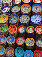 Turkish Ceramics. Didn't photograph, but I love the brilliant colors of these bowls.