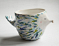 Blue fishy mug  blue fish ceramic mug fish mug by clayopera, $35.00