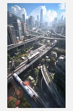 数字艺术创意插画插画灵感春天的列车插画-众图网