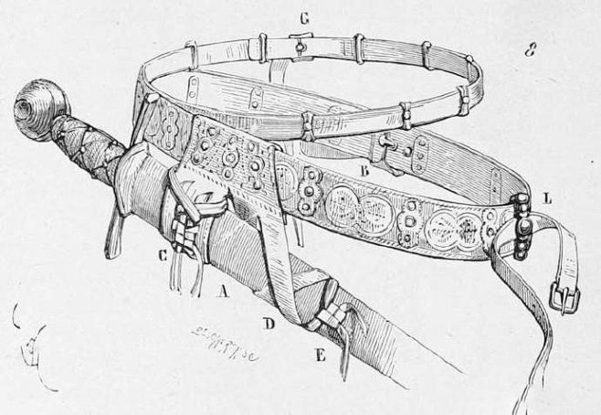 一组中世纪剑带设计