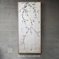 都多新中式纯手绘油画客厅餐厅玄关花卉装饰画银箔挂画竖版壁画-tmall.com天猫