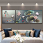 新中式客厅装饰画沙发背景墙3d立体浮雕画壁画中国风招财三联挂画-tmall.com天猫