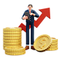 Businessman Investing Money In Stock 3D Illustration