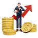 Businessman Investing Money In Stock 3D Illustration