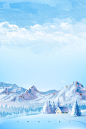 黑龙江雪乡蓝色手绘东北冬季旅游海报高清素材 白云 免费下载 页面网页 平面电商 创意素材 png素材