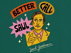 索尔·古德曼（Saul Goodman）最好打电话给扫罗（Saul），品牌，人物，漫画设计，手写字，插图，律师，刻字，现代电影，Netflix人物，波普艺术，复古，现货，艺术，电视