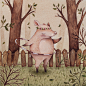 mouse raccoon rabbit bunny pig piggy hulahoop garden orchard apple pastel Nature Flowers Tree  cute