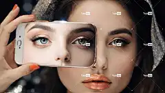 Ai产生的 女士 手机 眼睛 现实 错觉 幻想 自欺欺人 假装