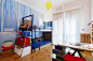 现代色彩手绘儿童房背景墙装修效果图