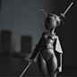 Samurai 3d printing, Pietro Licini : This is my first attempt with 3d printing!
Printed with formlabs Form2 SLA 3d printer. Her body is 17cm tall and it took 14 hours to be printed.
Printed with clear resin and then primed.
Based on a concept by Alberto C