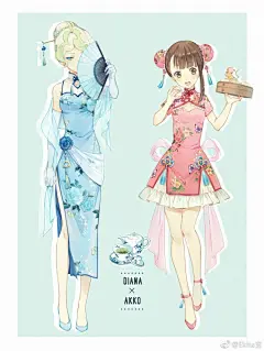#小魔女学园#给戴亚穿了各种各样的衣服！肝力不够凑个4 其实还有好多想画的（x ​​​​
