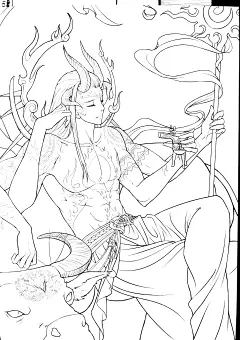 山海经·梦神引 线稿-线稿时代-原画插画,微元素 - 线条,手稿,勾线,素描,线稿 - Element3ds.com!