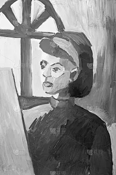 年轻女孩的单色肖像画。